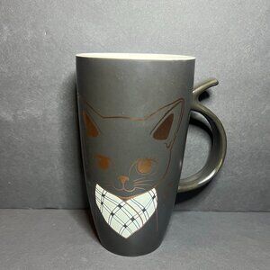 Whimsical Large Ceramic Black Cat Coffee Mug Cup w/ Cat Tail Handle 20oz